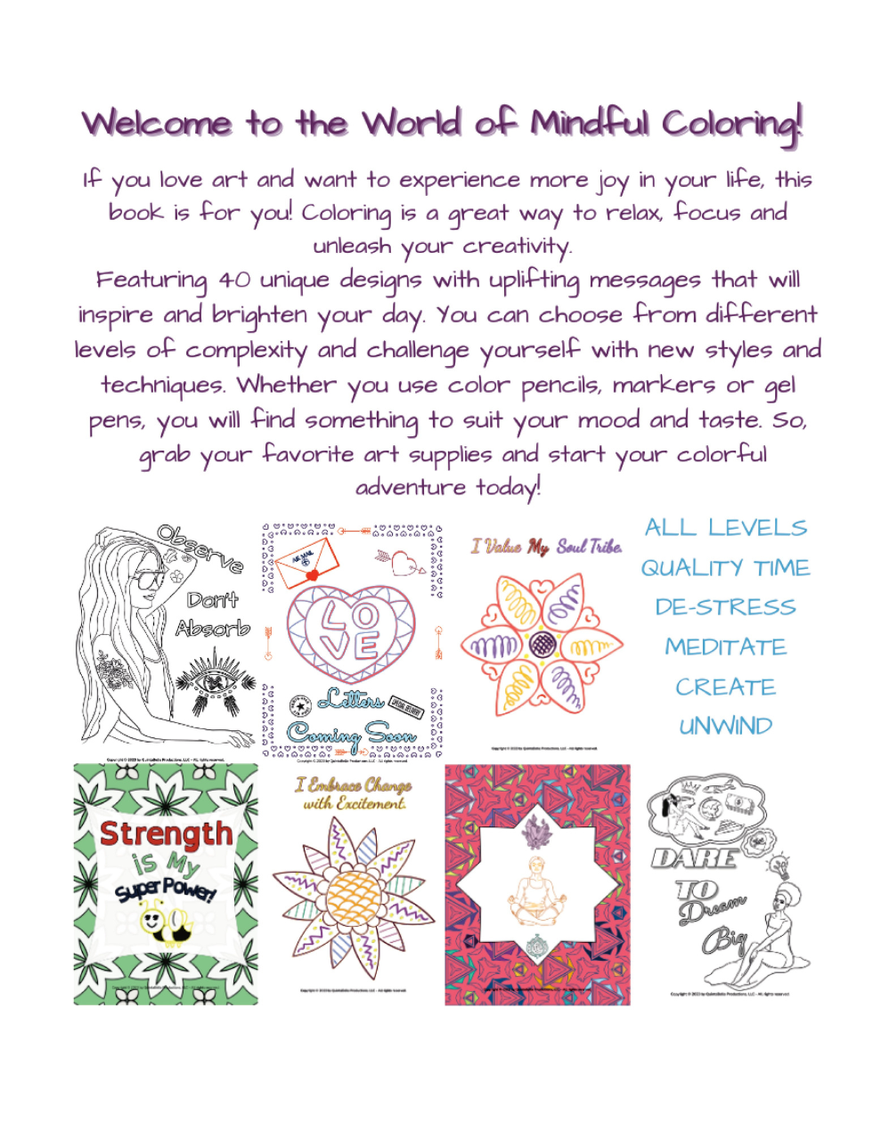 The World of Mindful Coloring: Meditate in Color with Positive Affirmations